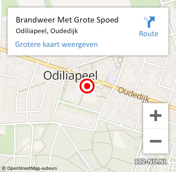 Locatie op kaart van de 112 melding: Brandweer Met Grote Spoed Naar Odiliapeel, Oudedijk op 16 februari 2024 12:32