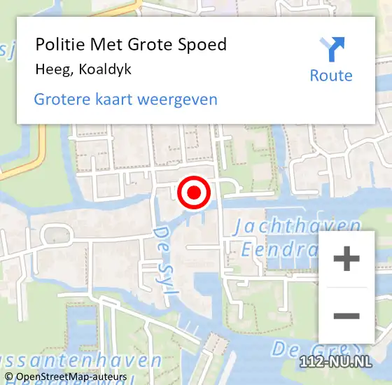 Locatie op kaart van de 112 melding: Politie Met Grote Spoed Naar Heeg, Koaldyk op 16 februari 2024 12:53