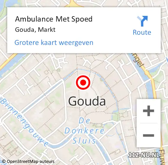 Locatie op kaart van de 112 melding: Ambulance Met Spoed Naar Gouda, Markt op 16 februari 2024 13:14