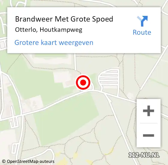 Locatie op kaart van de 112 melding: Brandweer Met Grote Spoed Naar Otterlo, Houtkampweg op 16 februari 2024 13:18