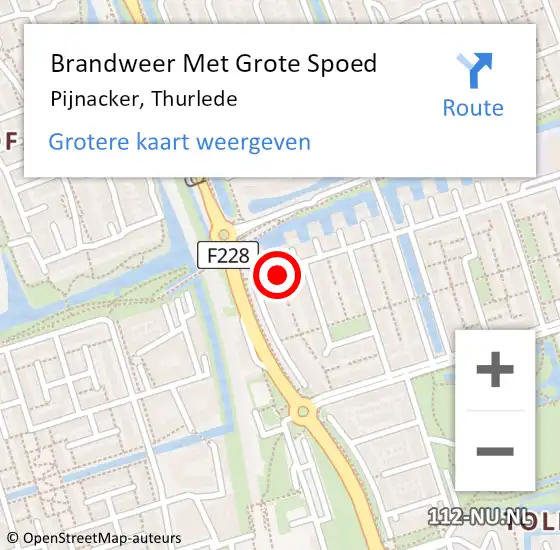 Locatie op kaart van de 112 melding: Brandweer Met Grote Spoed Naar Pijnacker, Thurlede op 16 februari 2024 13:36