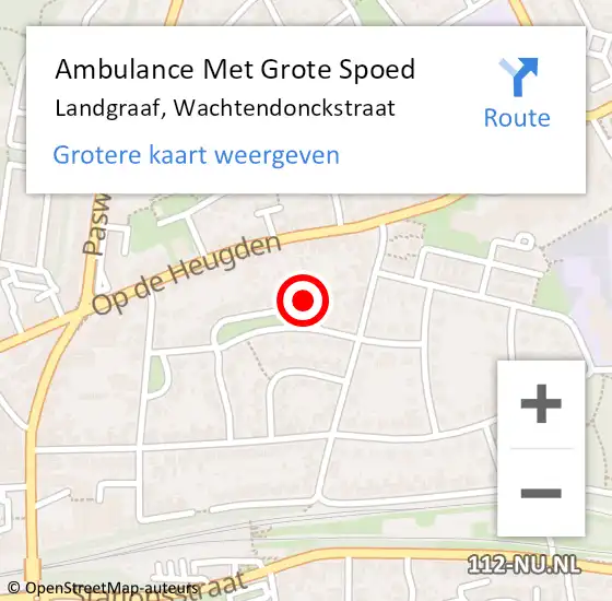 Locatie op kaart van de 112 melding: Ambulance Met Grote Spoed Naar Landgraaf, Wachtendonckstraat op 26 september 2014 07:46