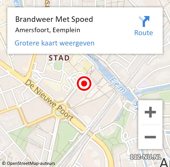 Locatie op kaart van de 112 melding: Brandweer Met Spoed Naar Amersfoort, Eemplein op 16 februari 2024 13:48