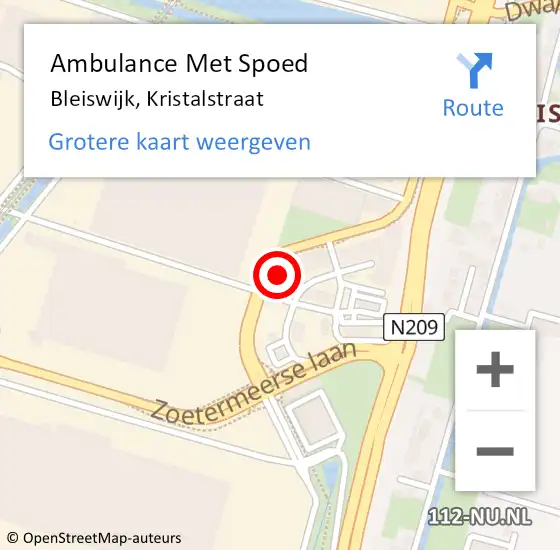 Locatie op kaart van de 112 melding: Ambulance Met Spoed Naar Bleiswijk, Kristalstraat op 16 februari 2024 13:50