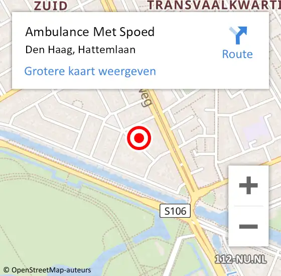 Locatie op kaart van de 112 melding: Ambulance Met Spoed Naar Den Haag, Hattemlaan op 16 februari 2024 13:50