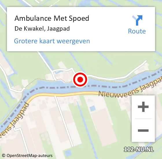 Locatie op kaart van de 112 melding: Ambulance Met Spoed Naar De Kwakel, Jaagpad op 16 februari 2024 14:02