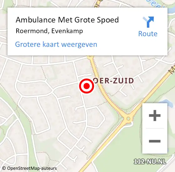 Locatie op kaart van de 112 melding: Ambulance Met Grote Spoed Naar Roermond, Evenkamp op 16 februari 2024 14:02