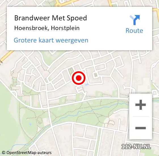 Locatie op kaart van de 112 melding: Brandweer Met Spoed Naar Hoensbroek, Horstplein op 16 februari 2024 14:04