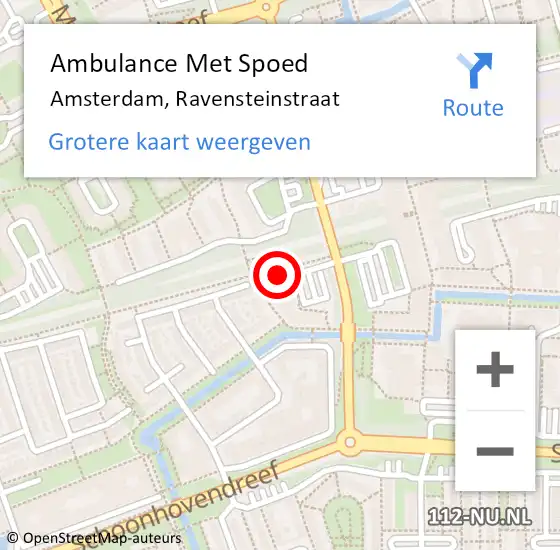Locatie op kaart van de 112 melding: Ambulance Met Spoed Naar Amsterdam, Ravensteinstraat op 16 februari 2024 14:09