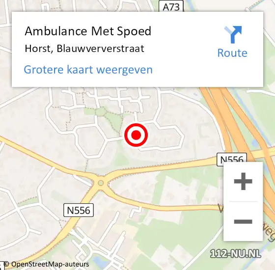 Locatie op kaart van de 112 melding: Ambulance Met Spoed Naar Horst, Blauwververstraat op 26 september 2014 07:55