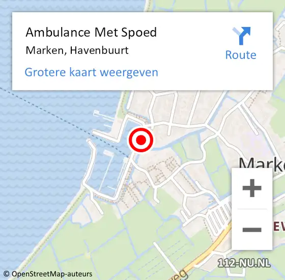 Locatie op kaart van de 112 melding: Ambulance Met Spoed Naar Marken, Havenbuurt op 16 februari 2024 14:24