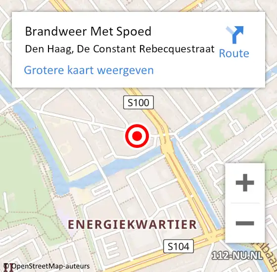 Locatie op kaart van de 112 melding: Brandweer Met Spoed Naar Den Haag, De Constant Rebecquestraat op 16 februari 2024 14:42