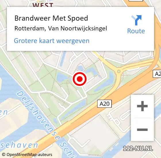 Locatie op kaart van de 112 melding: Brandweer Met Spoed Naar Rotterdam, Van Noortwijcksingel op 16 februari 2024 14:53