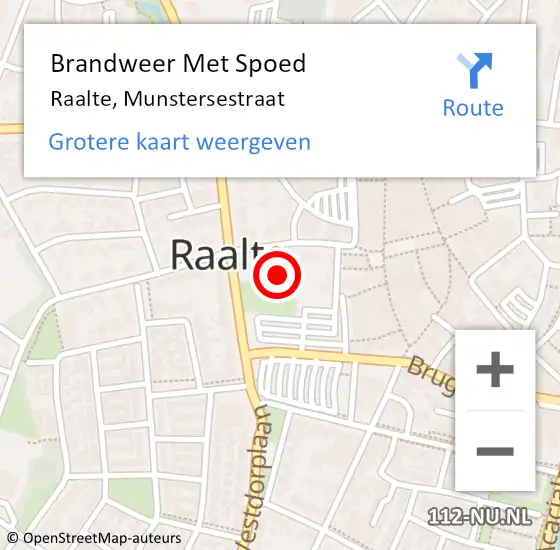 Locatie op kaart van de 112 melding: Brandweer Met Spoed Naar Raalte, Munstersestraat op 16 februari 2024 15:02