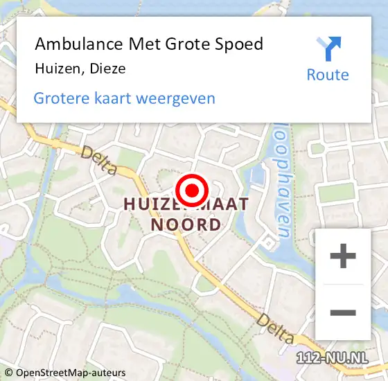 Locatie op kaart van de 112 melding: Ambulance Met Grote Spoed Naar Huizen, Dieze op 26 september 2014 08:03