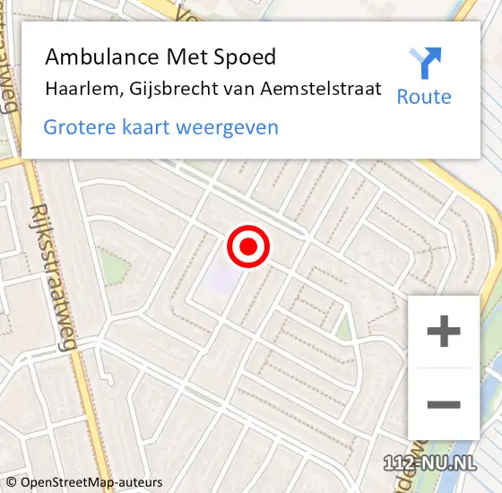 Locatie op kaart van de 112 melding: Ambulance Met Spoed Naar Haarlem, Gijsbrecht van Aemstelstraat op 16 februari 2024 15:13