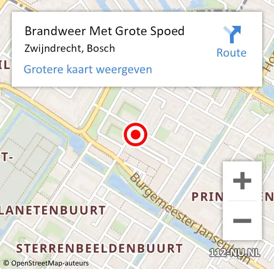 Locatie op kaart van de 112 melding: Brandweer Met Grote Spoed Naar Zwijndrecht, Bosch op 16 februari 2024 15:30