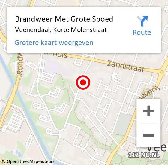 Locatie op kaart van de 112 melding: Brandweer Met Grote Spoed Naar Veenendaal, Korte Molenstraat op 16 februari 2024 15:42