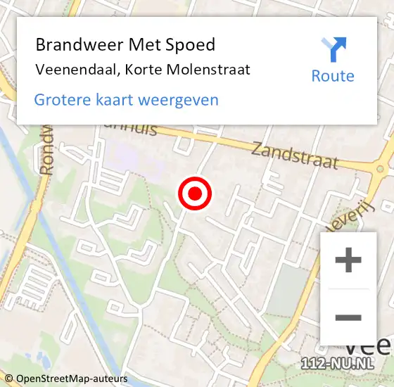 Locatie op kaart van de 112 melding: Brandweer Met Spoed Naar Veenendaal, Korte Molenstraat op 16 februari 2024 15:48