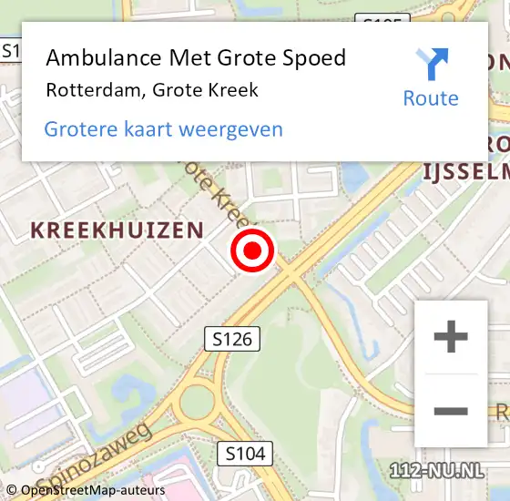 Locatie op kaart van de 112 melding: Ambulance Met Grote Spoed Naar Rotterdam, Grote Kreek op 16 februari 2024 15:57