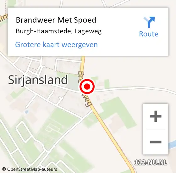 Locatie op kaart van de 112 melding: Brandweer Met Spoed Naar Burgh-Haamstede, Lageweg op 16 februari 2024 16:01