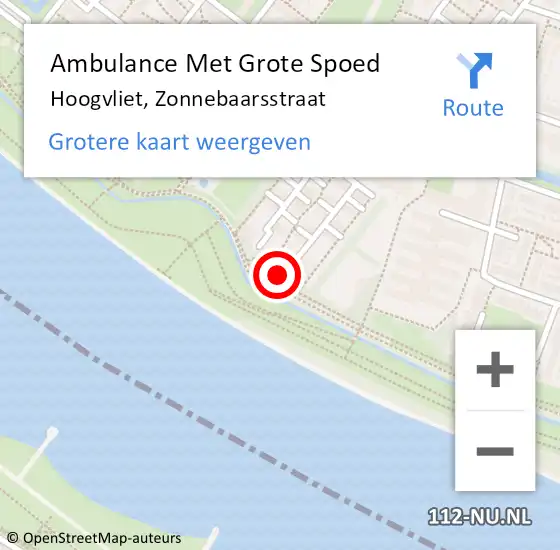 Locatie op kaart van de 112 melding: Ambulance Met Grote Spoed Naar Hoogvliet, Zonnebaarsstraat op 16 februari 2024 16:15