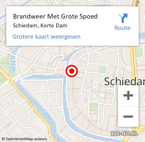 Locatie op kaart van de 112 melding: Brandweer Met Grote Spoed Naar Schiedam, Korte Dam op 16 februari 2024 16:26