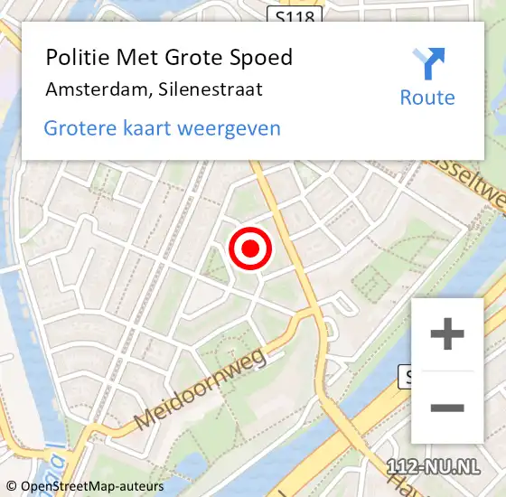 Locatie op kaart van de 112 melding: Politie Met Grote Spoed Naar Amsterdam, Silenestraat op 16 februari 2024 16:27