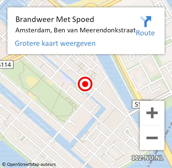 Locatie op kaart van de 112 melding: Brandweer Met Spoed Naar Amsterdam, Ben van Meerendonkstraat op 16 februari 2024 16:28
