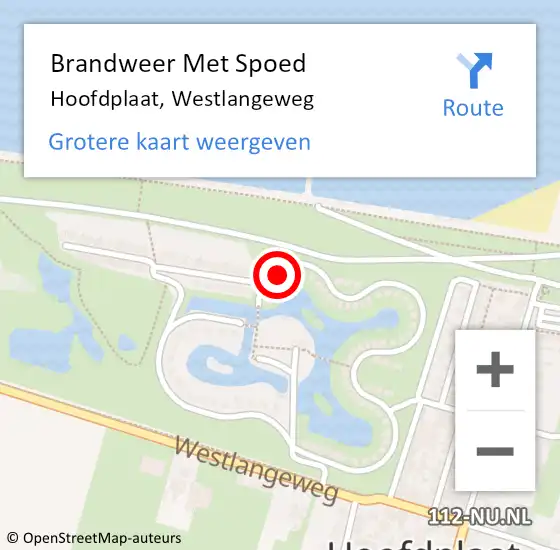 Locatie op kaart van de 112 melding: Brandweer Met Spoed Naar Hoofdplaat, Westlangeweg op 16 februari 2024 17:07
