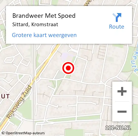 Locatie op kaart van de 112 melding: Brandweer Met Spoed Naar Sittard, Kromstraat op 16 februari 2024 17:17