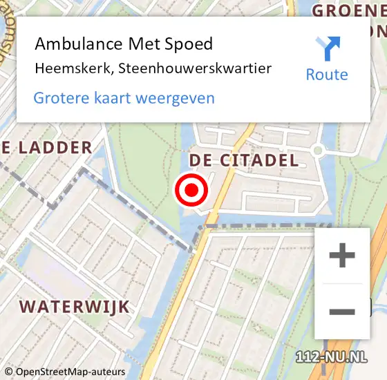 Locatie op kaart van de 112 melding: Ambulance Met Spoed Naar Heemskerk, Steenhouwerskwartier op 16 februari 2024 17:24