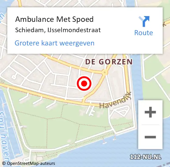 Locatie op kaart van de 112 melding: Ambulance Met Spoed Naar Schiedam, IJsselmondestraat op 16 februari 2024 17:34