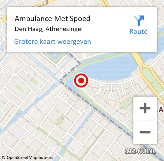 Locatie op kaart van de 112 melding: Ambulance Met Spoed Naar Den Haag, Athenesingel op 16 februari 2024 17:39