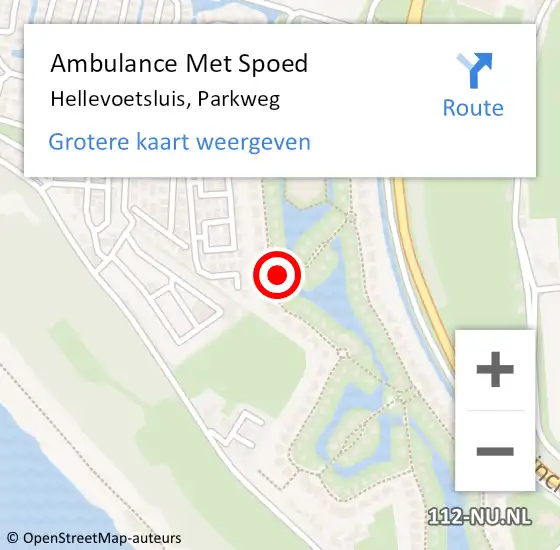 Locatie op kaart van de 112 melding: Ambulance Met Spoed Naar Hellevoetsluis, Parkweg op 16 februari 2024 17:56