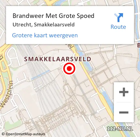 Locatie op kaart van de 112 melding: Brandweer Met Grote Spoed Naar Utrecht, Smakkelaarsveld op 16 februari 2024 18:19