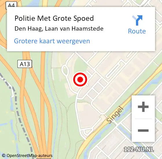 Locatie op kaart van de 112 melding: Politie Met Grote Spoed Naar Den Haag, Laan van Haamstede op 16 februari 2024 18:20