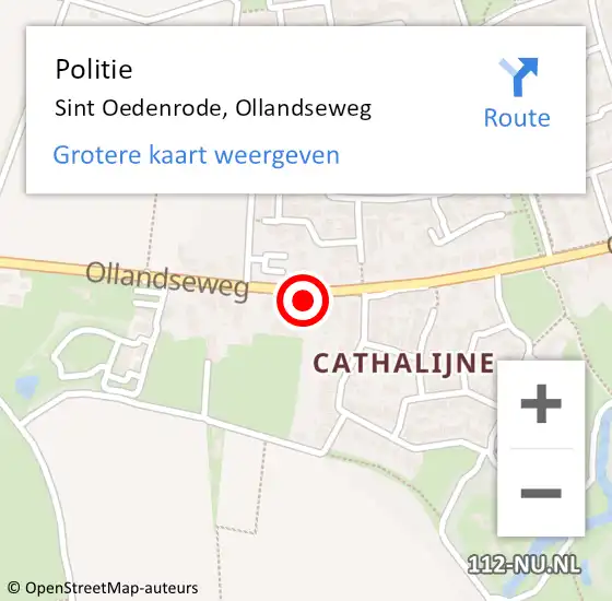 Locatie op kaart van de 112 melding: Politie Sint Oedenrode, Ollandseweg op 16 februari 2024 18:27