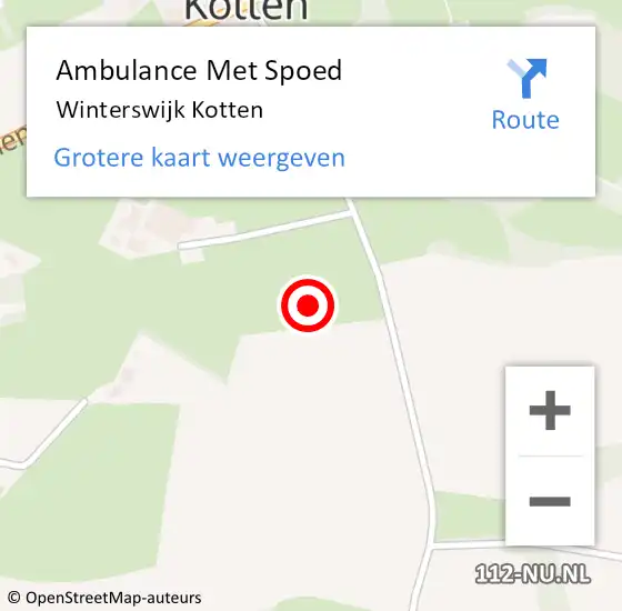 Locatie op kaart van de 112 melding: Ambulance Met Spoed Naar Winterswijk Kotten op 16 februari 2024 18:28