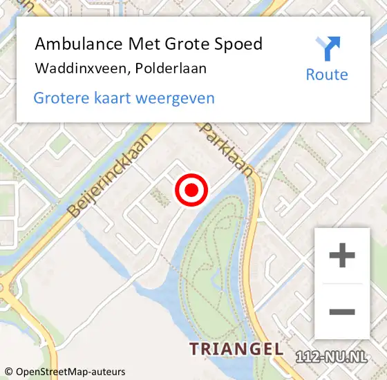 Locatie op kaart van de 112 melding: Ambulance Met Grote Spoed Naar Waddinxveen, Polderlaan op 16 februari 2024 18:30