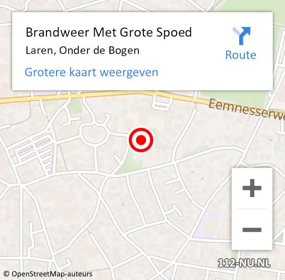 Locatie op kaart van de 112 melding: Brandweer Met Grote Spoed Naar Laren, Onder de Bogen op 16 februari 2024 18:56