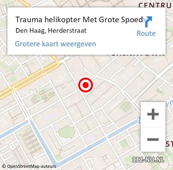 Locatie op kaart van de 112 melding: Trauma helikopter Met Grote Spoed Naar Den Haag, Herderstraat op 16 februari 2024 19:13