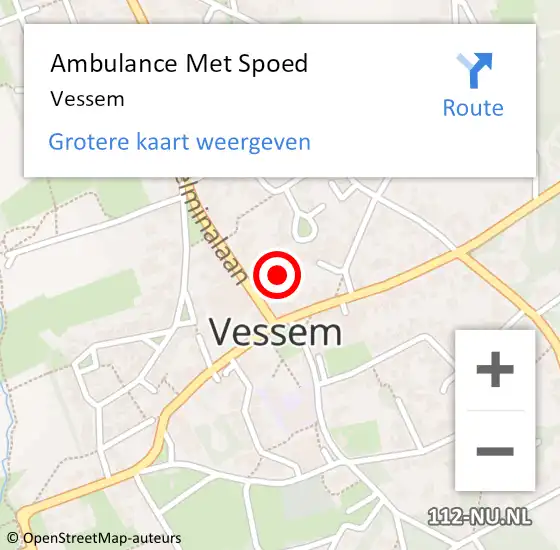 Locatie op kaart van de 112 melding: Ambulance Met Spoed Naar Vessem op 16 februari 2024 19:18
