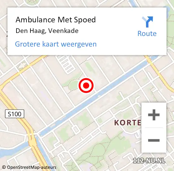 Locatie op kaart van de 112 melding: Ambulance Met Spoed Naar Den Haag, Veenkade op 16 februari 2024 19:28