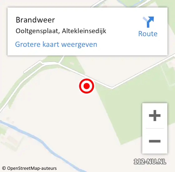 Locatie op kaart van de 112 melding: Brandweer Ooltgensplaat, Altekleinsedijk op 16 februari 2024 19:40