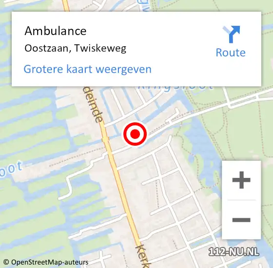 Locatie op kaart van de 112 melding: Ambulance Oostzaan, Twiskeweg op 16 februari 2024 19:51