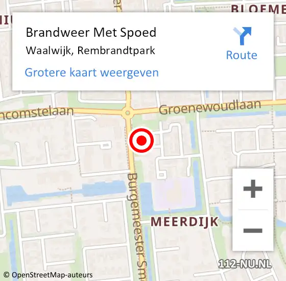 Locatie op kaart van de 112 melding: Brandweer Met Spoed Naar Waalwijk, Rembrandtpark op 16 februari 2024 20:01