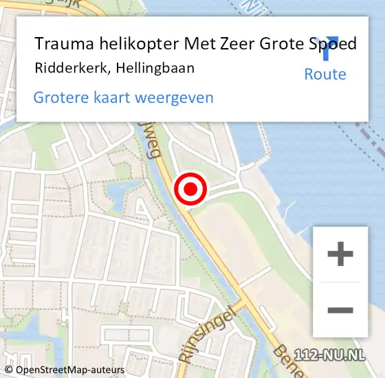 Locatie op kaart van de 112 melding: Trauma helikopter Met Zeer Grote Spoed Naar Ridderkerk, Hellingbaan op 16 februari 2024 20:31