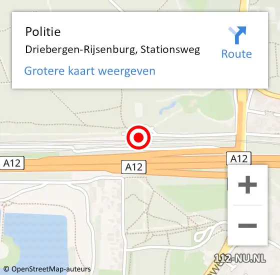 Locatie op kaart van de 112 melding: Politie Driebergen-Rijsenburg, Stationsweg op 16 februari 2024 20:40