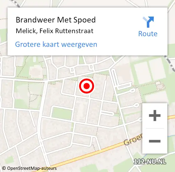Locatie op kaart van de 112 melding: Brandweer Met Spoed Naar Melick, Felix Ruttenstraat op 16 februari 2024 20:59